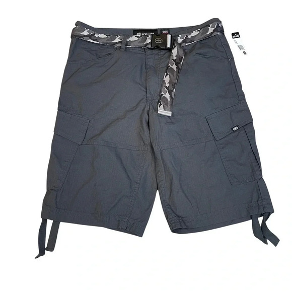 Ecko unltd grey cargo shorts • NWT • Size 32 • With Camo Belt - Picture 1 of 5
